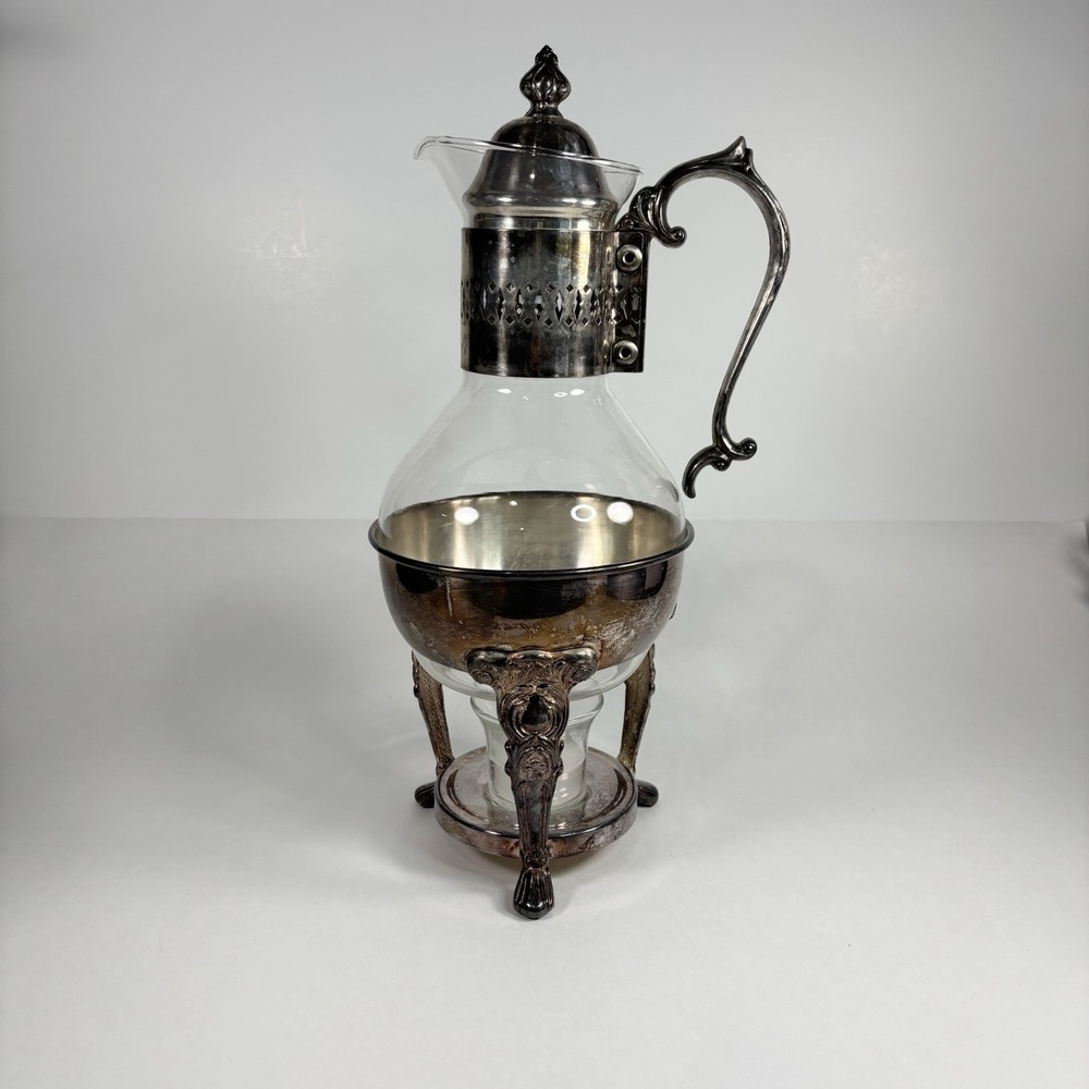 Vtg Silverplated Ten Cup Glass Carafe Warmer Leonard Silver MGF Original Box - Picture 2 of 9